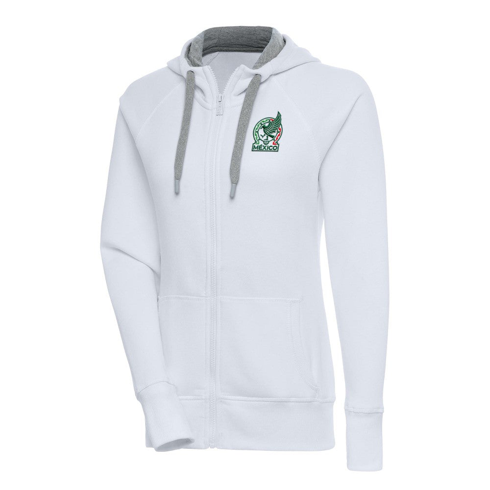 Mexico National Team Antigua Women's Takeover Full-Zip Hoodie White