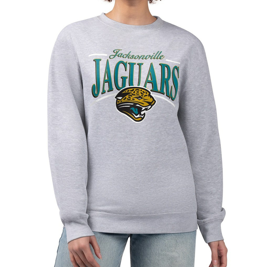 Jacksonville Jaguars  Starter Women's Throwback Arch Stripe Fleece Pullover Sweatshirt