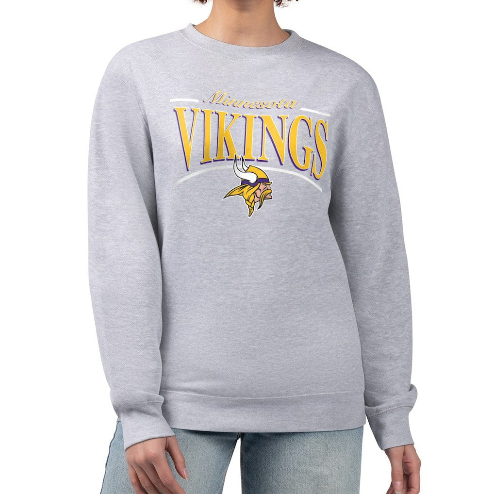 Minnesota Vikings  Starter Women's Arch Stripe Fleece Pullover Sweatshirt