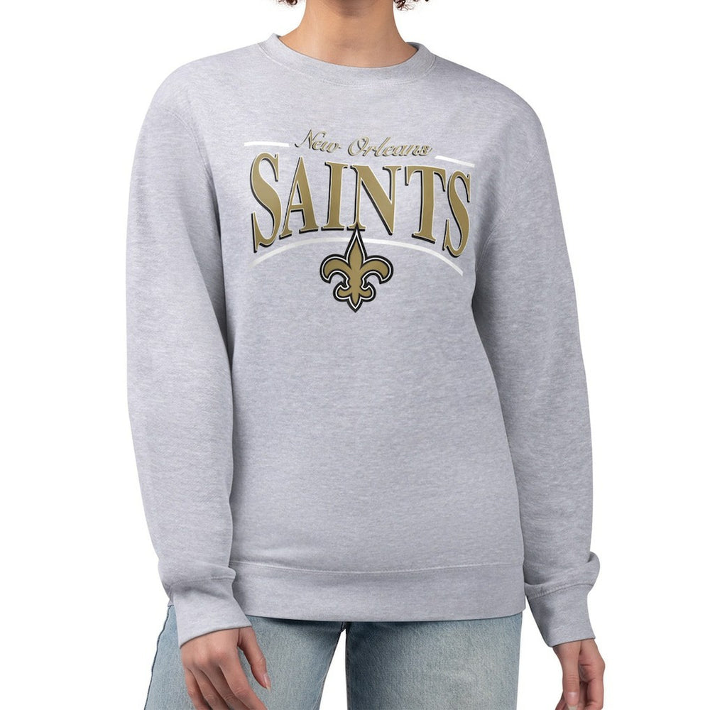 New Orleans Saints  Starter Women's Arch Stripe Fleece Pullover Sweatshirt