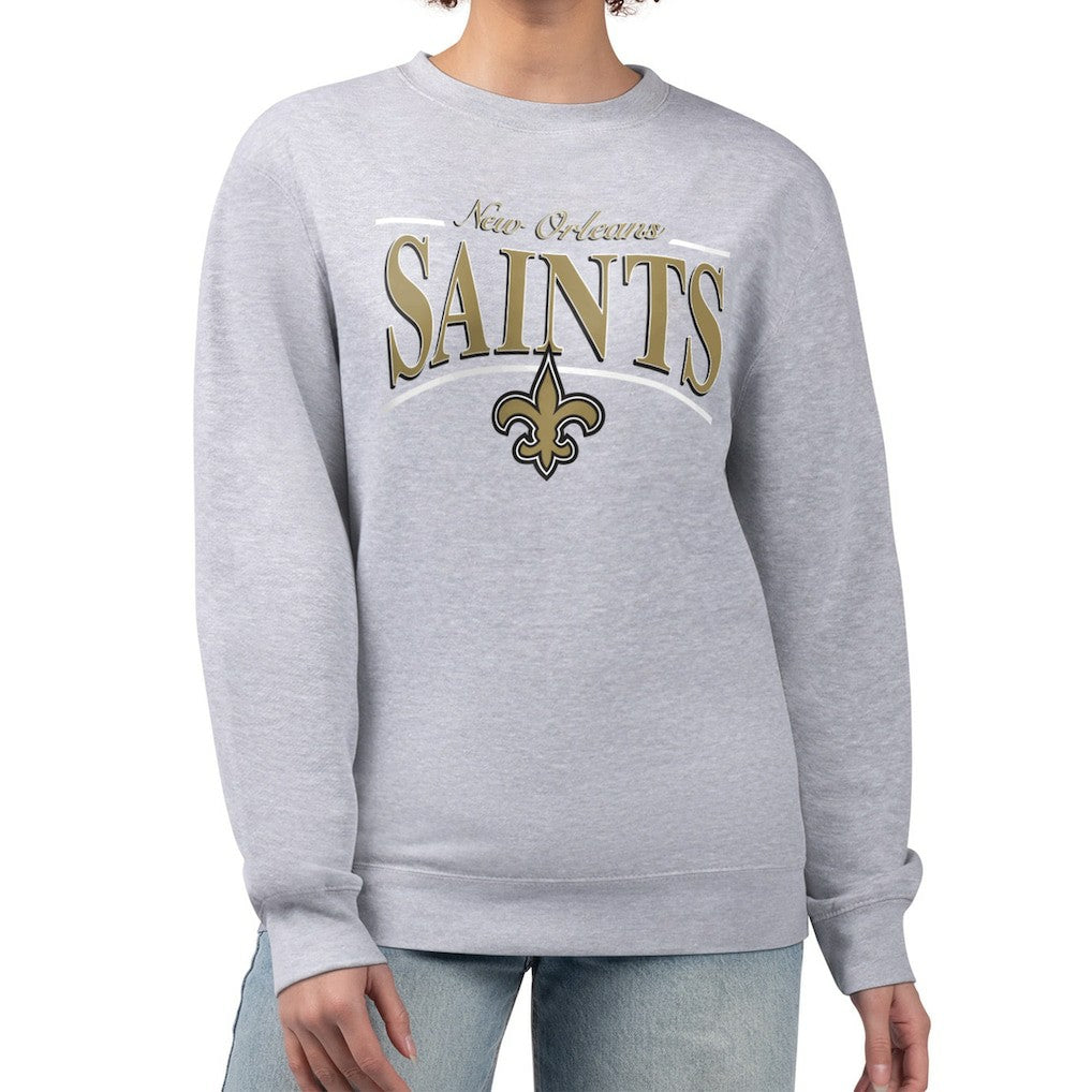 New Orleans Saints  Starter Women's Arch Stripe Fleece Pullover Sweatshirt