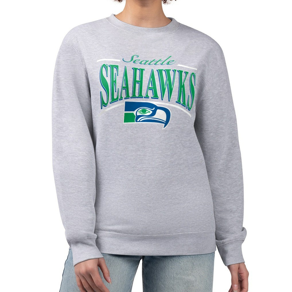 Seattle Seahawks  Starter Women's Throwback Arch Stripe Fleece Pullover Sweatshirt