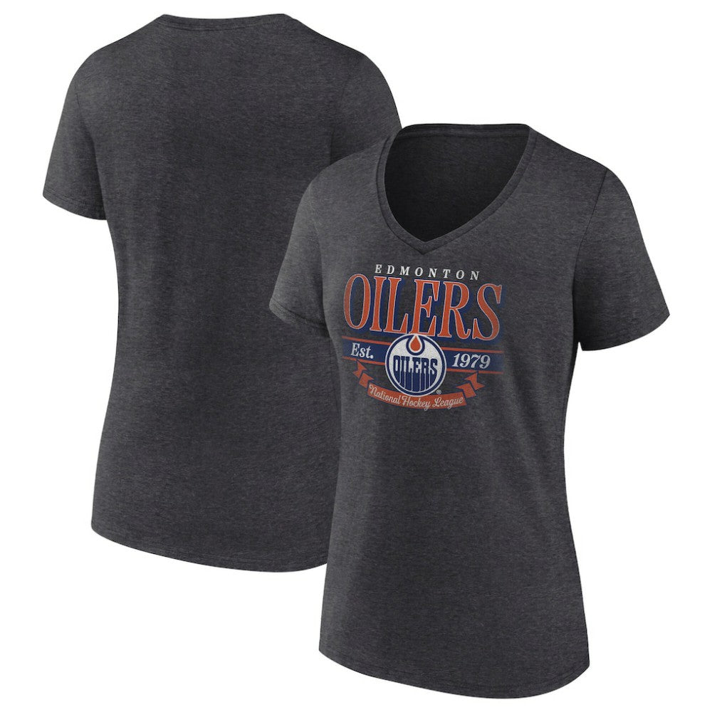 Edmonton Oilers Women's Retro Banner V-Neck T-Shirt For Sale