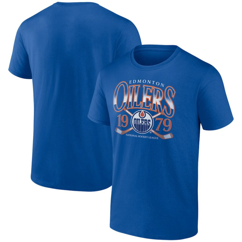 Edmonton Oilers Retro Cross Sticks T-Shirt On Sale