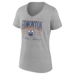 Edmonton Oilers Women's Retro Script V-Neck T-Shirt Discount