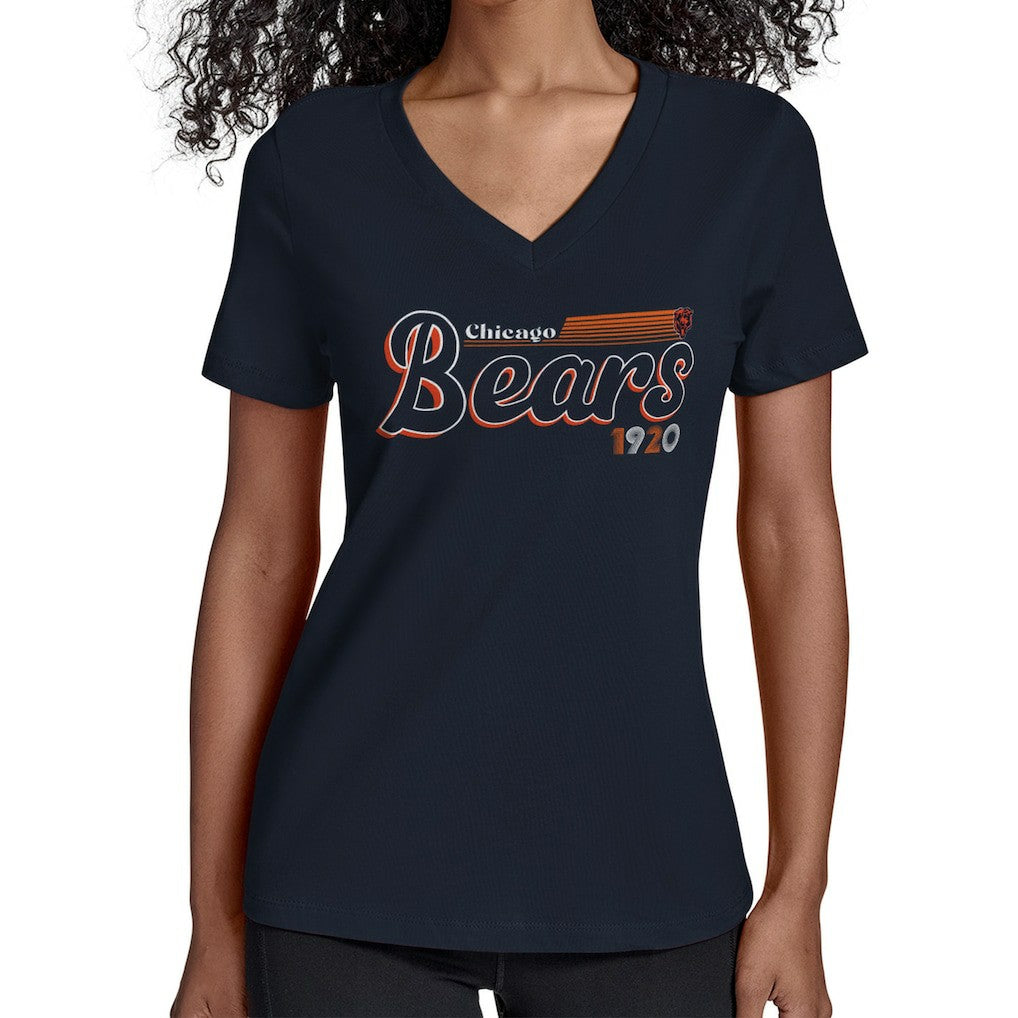 Chicago Bears  Starter Women's Groovy Script V-Neck T-Shirt
