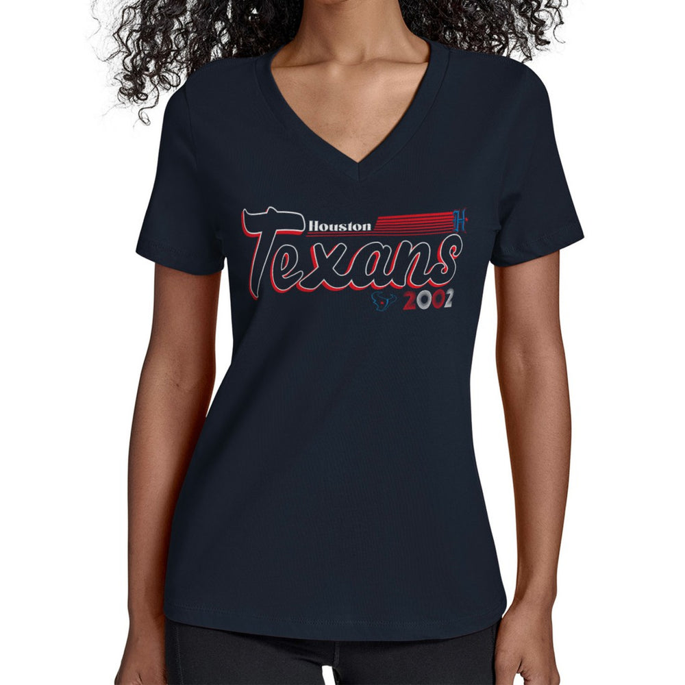 Houston Texans  Starter Women's Groovy Script V-Neck T-Shirt