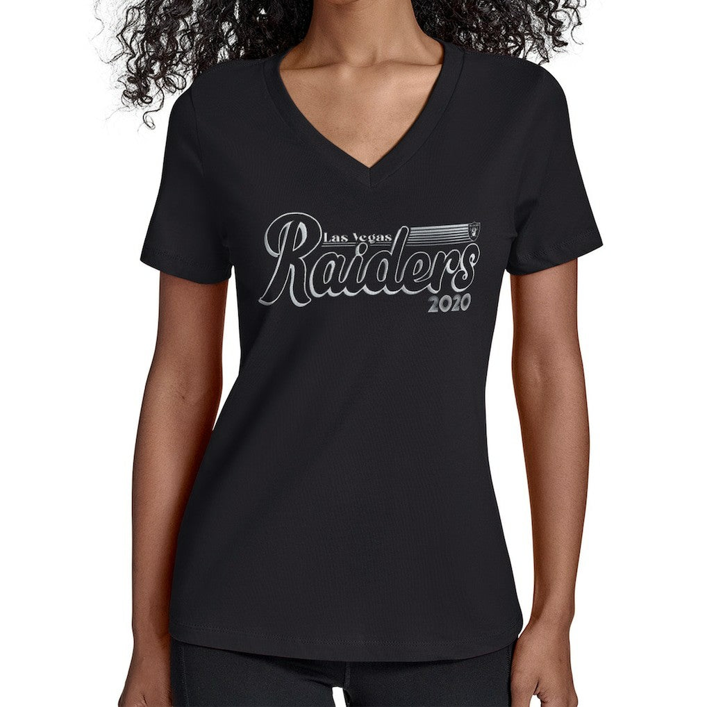 Las Vegas Raiders  Starter Women's Groovy Script V-Neck T-Shirt