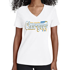 Los Angeles Chargers  Starter Women's Groovy Script V-Neck T-Shirt