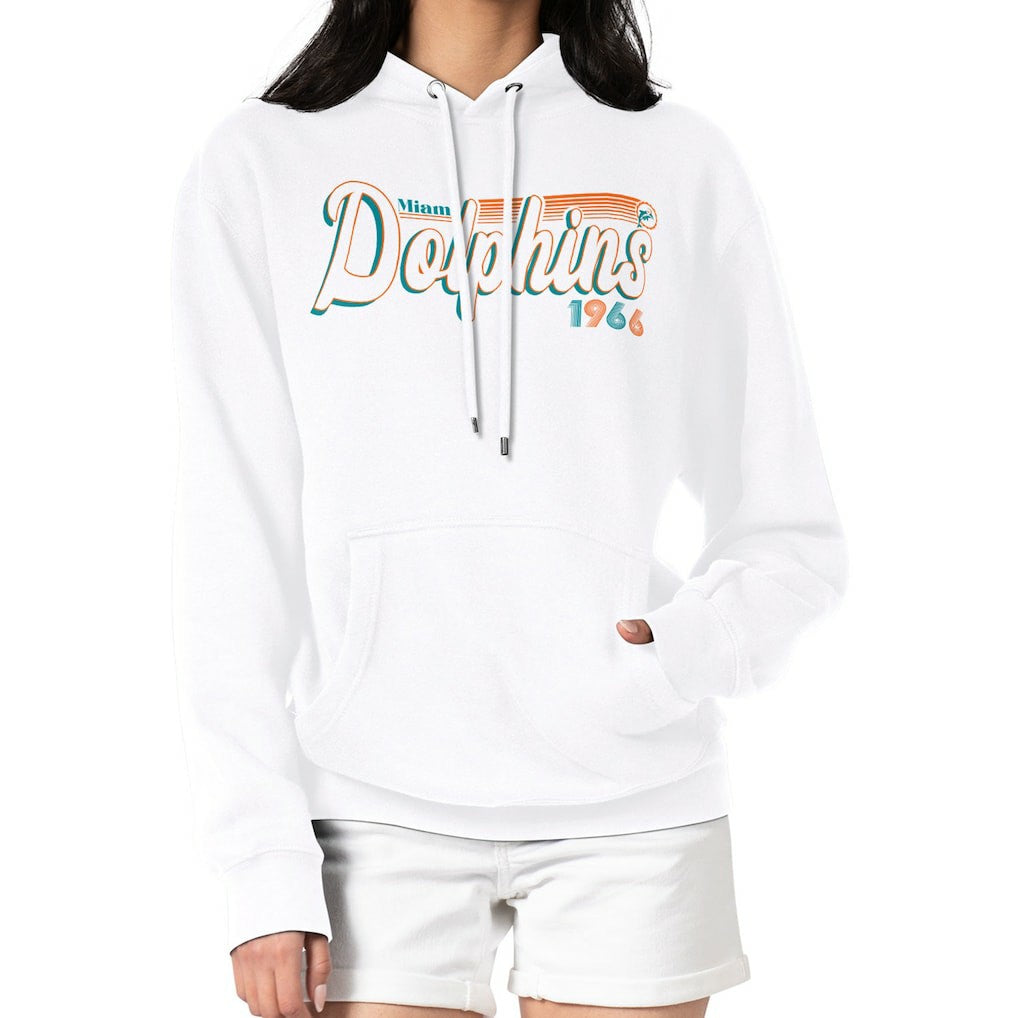 Miami Dolphins  Starter Women's Throwback Groovy Script Pullover Hoodie