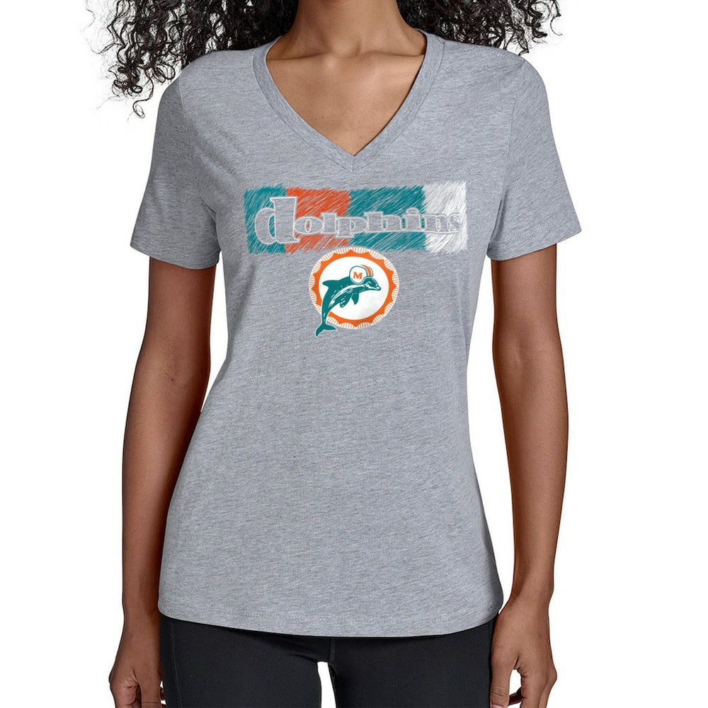 Miami Dolphins  Starter Women's Color Shading V-Neck T-Shirt