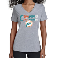 Miami Dolphins  Starter Women's Color Shading V-Neck T-Shirt