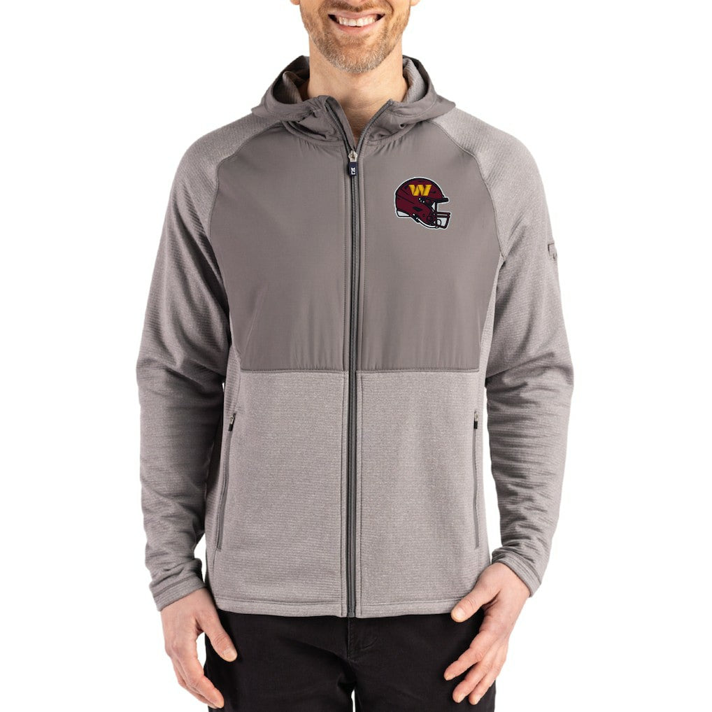 Washington Commanders  Cutter & Buck Peshastin Eco Fleece Recycled Raglan Full-Zip Tri-Blend Hybrid Jacket