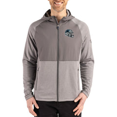 Carolina Panthers  Cutter & Buck Peshastin Eco Fleece Recycled Raglan Full-Zip Tri-Blend Hybrid Jacket