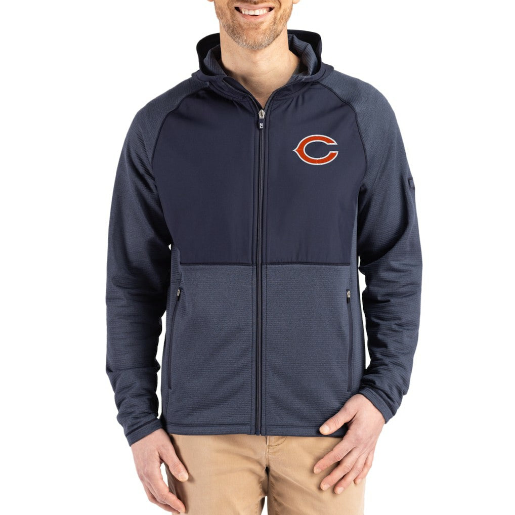 Chicago Bears  Cutter & Buck Peshastin Eco Fleece Recycled Raglan Full-Zip Tri-Blend Hybrid Jacket