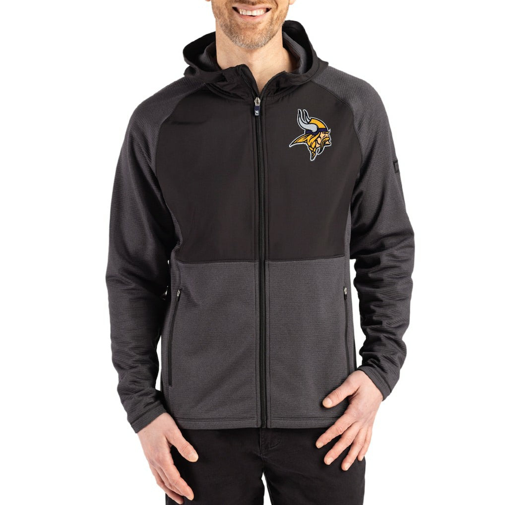Minnesota Vikings  Cutter & Buck Peshastin Eco Fleece Recycled Raglan Full-Zip Tri-Blend Hybrid Jacket