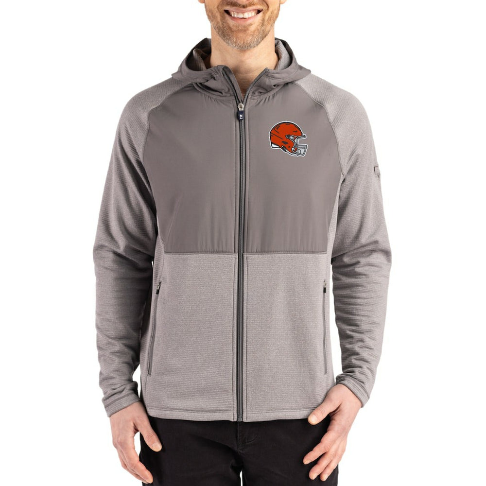 Cleveland Browns  Cutter & Buck Peshastin Eco Fleece Recycled Raglan Full-Zip Tri-Blend Hybrid Jacket