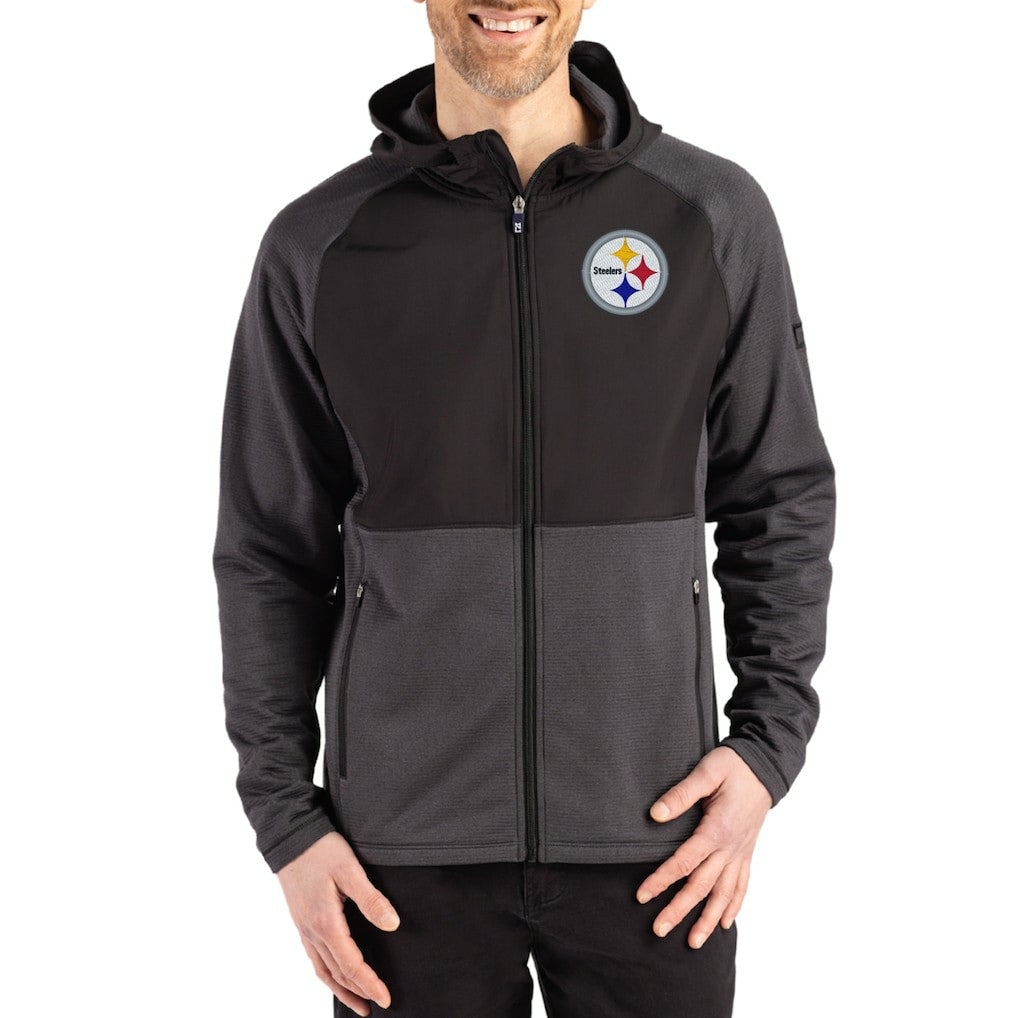 Pittsburgh Steelers  Cutter & Buck Peshastin Eco Fleece Recycled Raglan Full-Zip Tri-Blend Hybrid Jacket