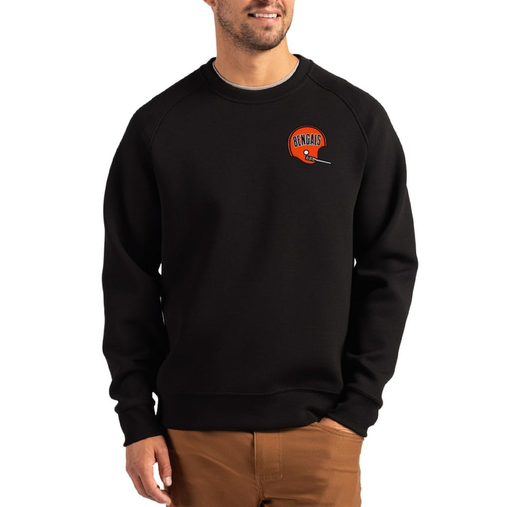 Cincinnati Bengals  Cutter & Buck Throwback Roam Recycled Raglan Pullover Sweatshirt