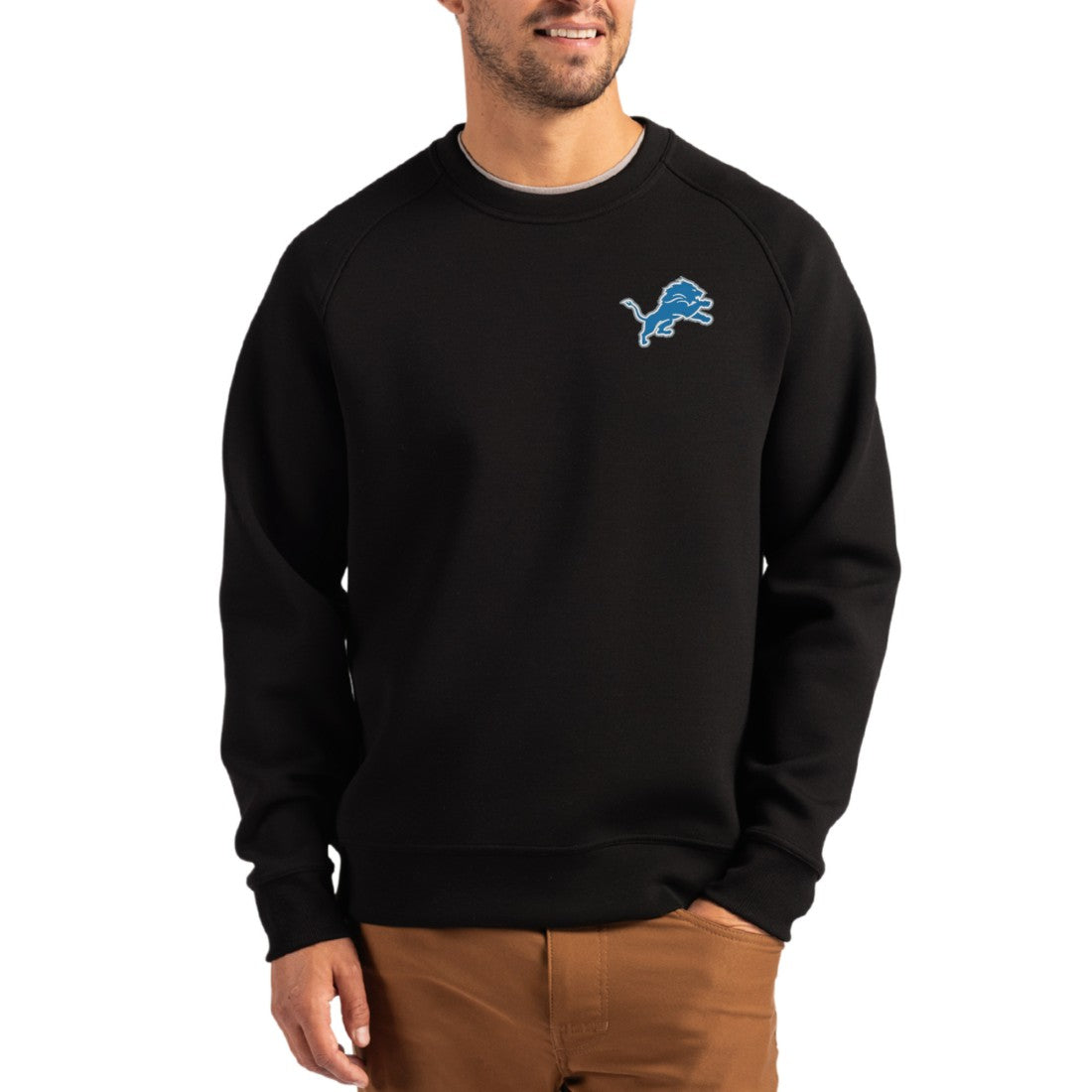 Detroit Lions  Cutter & Buck Primary Logo Roam Recycled Raglan Pullover Sweatshirt
