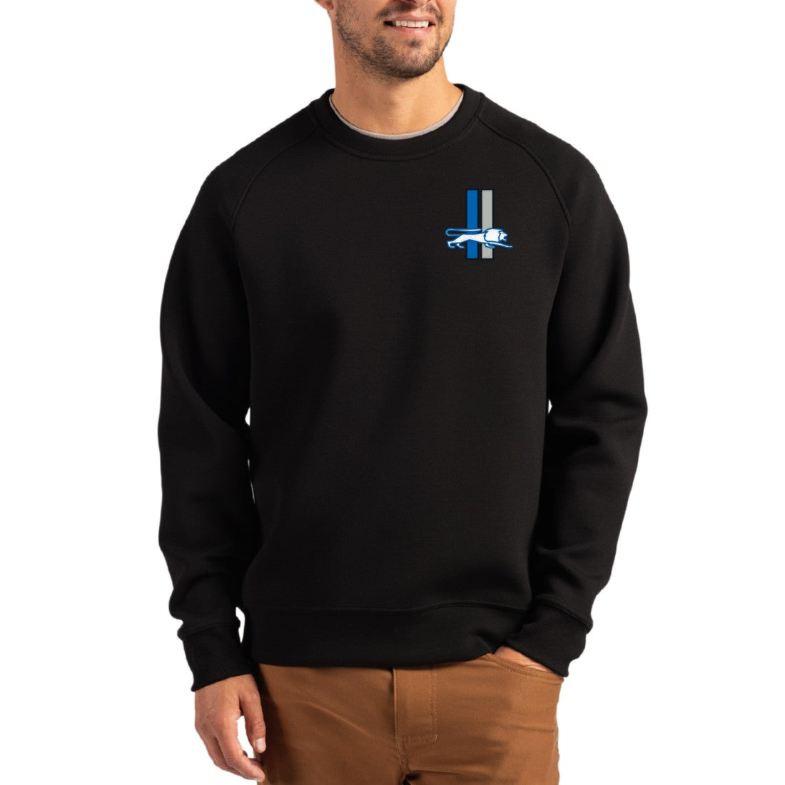 Detroit Lions  Cutter & Buck Throwback Roam Recycled Raglan Pullover Sweatshirt