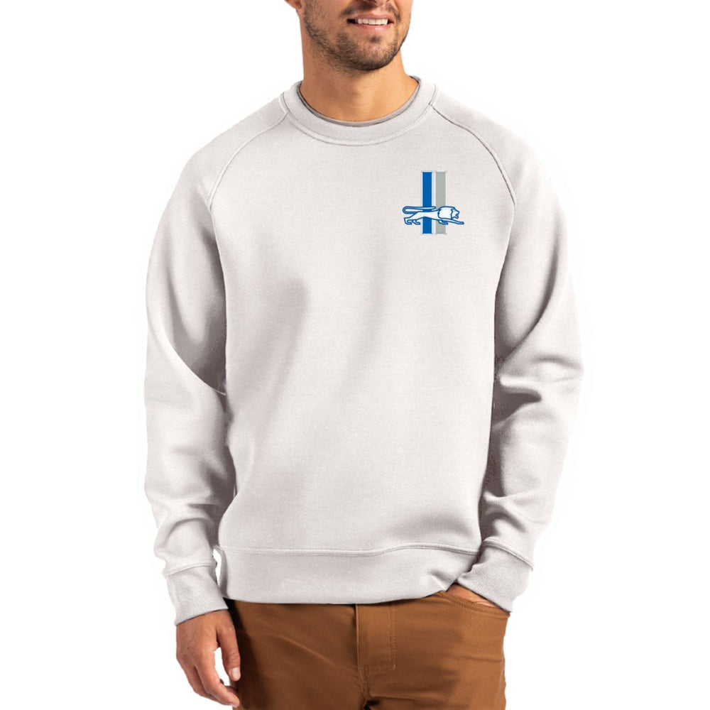 Detroit Lions  Cutter & Buck Throwback Roam Recycled Raglan Pullover Sweatshirt
