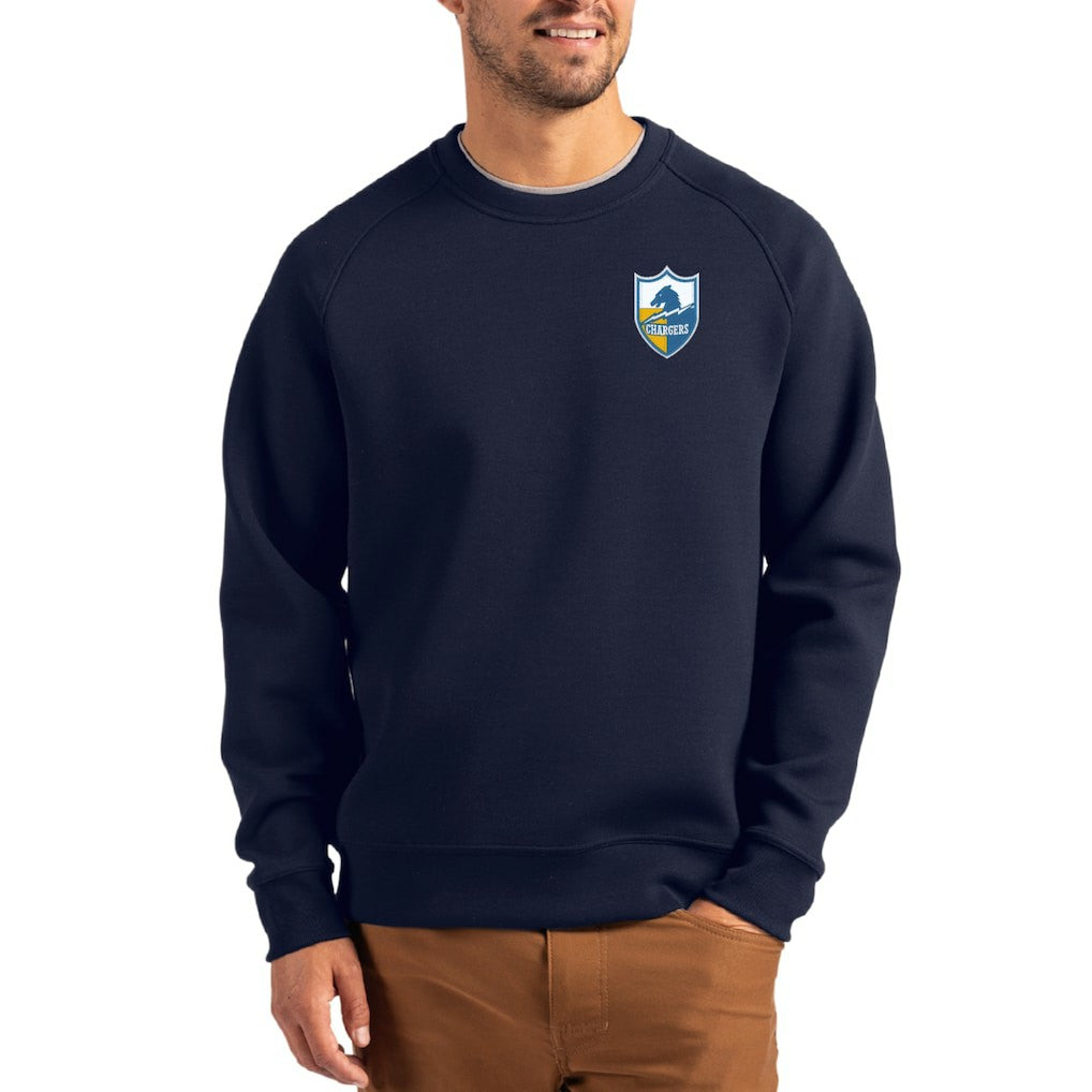 Los Angeles Chargers  Cutter & Buck Throwback Roam Recycled Raglan Pullover Sweatshirt
