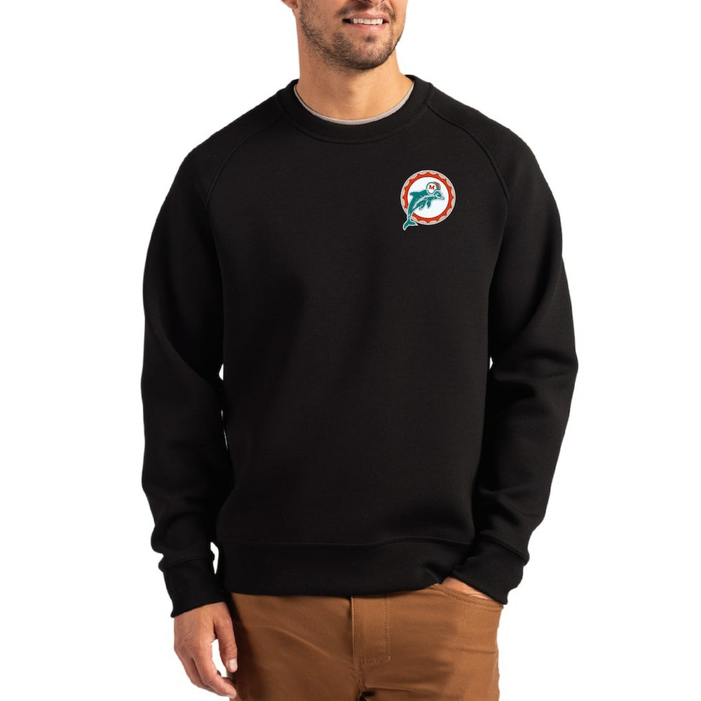 Miami Dolphins  Cutter & Buck Throwback Roam Recycled Raglan Pullover Sweatshirt