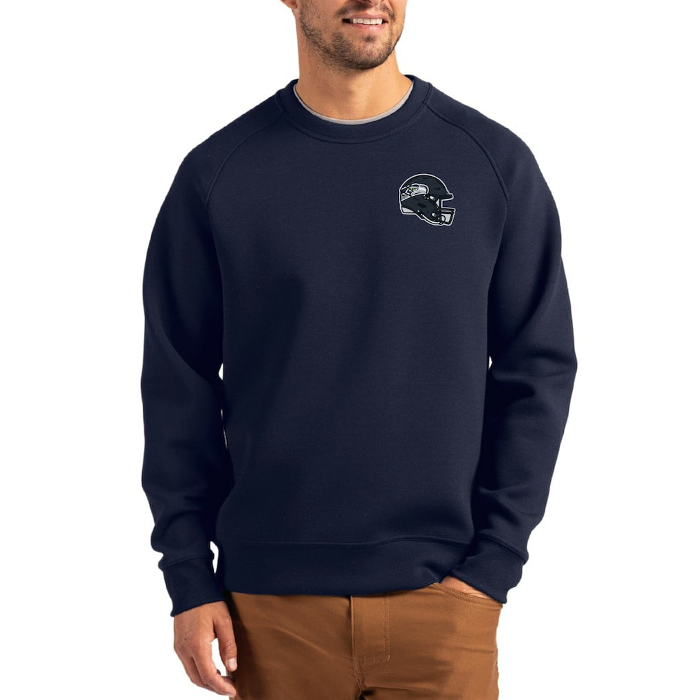 Seattle Seahawks  Cutter & Buck Helmet Roam Recycled Raglan Pullover Sweatshirt