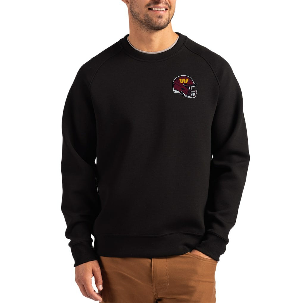 Washington Commanders  Cutter & Buck Helmet Roam Recycled Raglan Pullover Sweatshirt