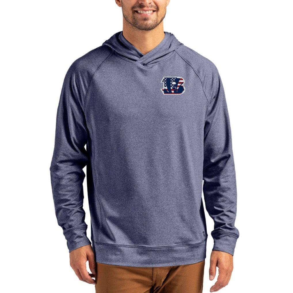 Cincinnati Bengals  Cutter & Buck Adapt Americana Knit Recycled Raglan Pullover Hoodie