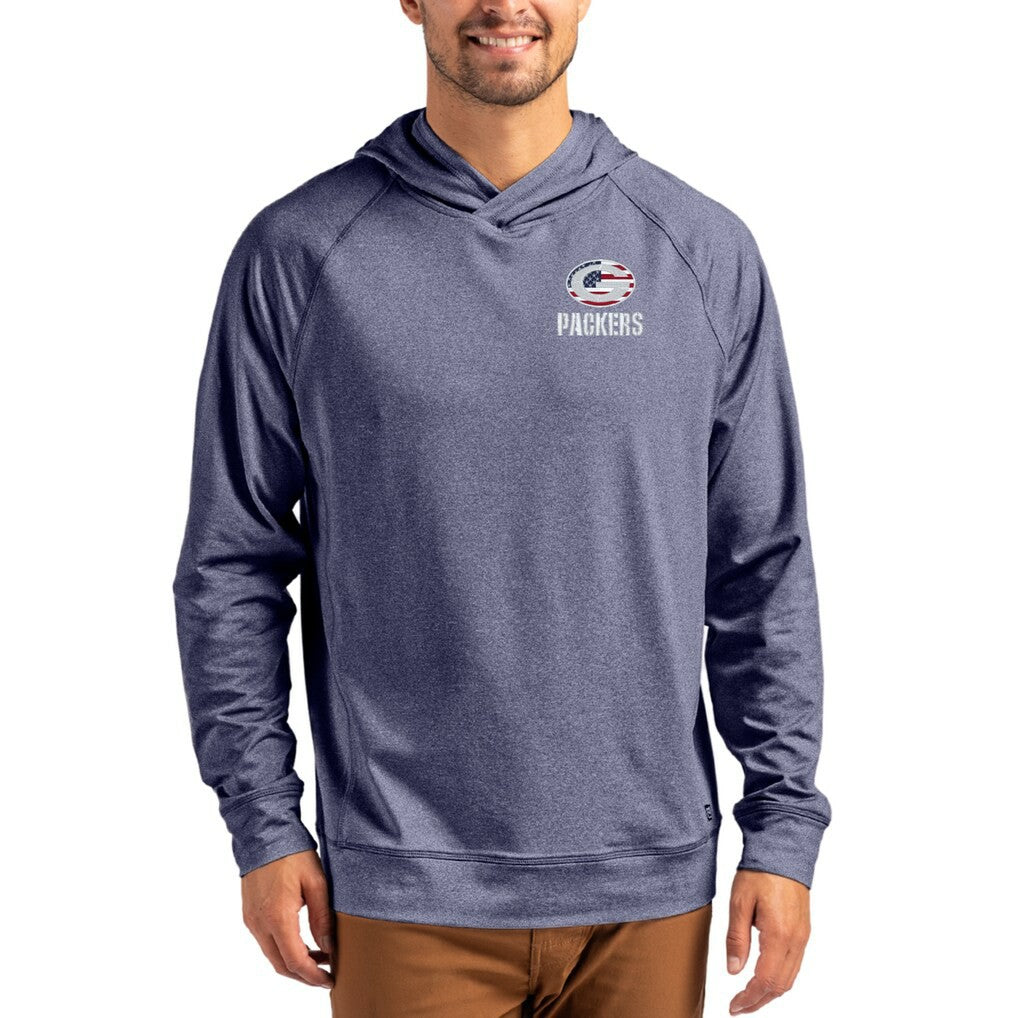 Green Bay Packers  Cutter & Buck Adapt Americana Knit Recycled Raglan Pullover Hoodie