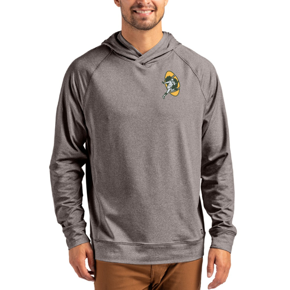 Green Bay Packers  Cutter & Buck Adapt Historic Knit Recycled Raglan Pullover Hoodie