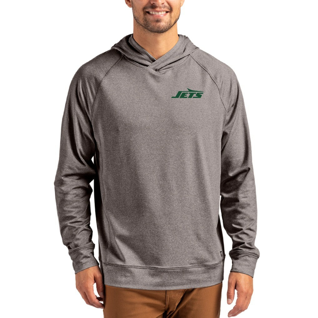 New York Jets  Cutter & Buck Adapt Knit Recycled Raglan Pullover Hoodie
