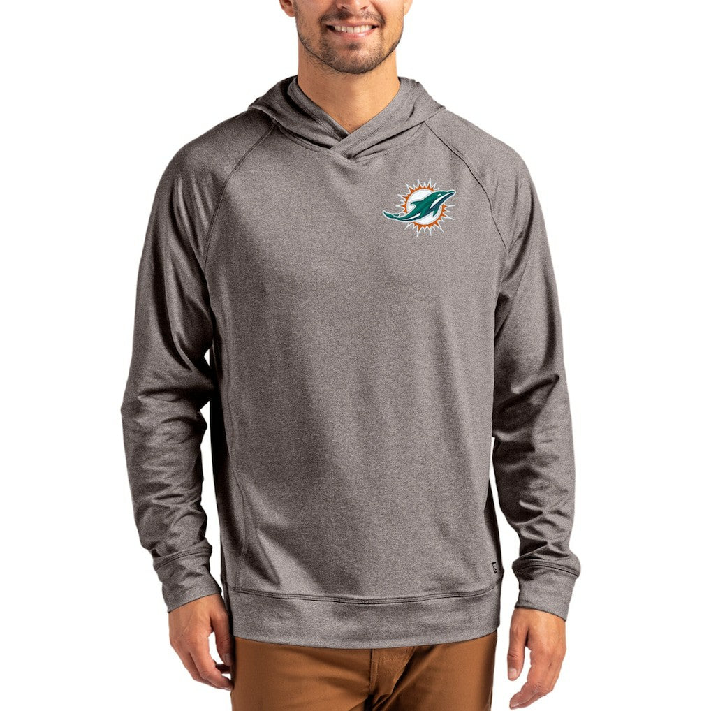 Miami Dolphins  Cutter & Buck Adapt Historic Knit Recycled Raglan Pullover Hoodie