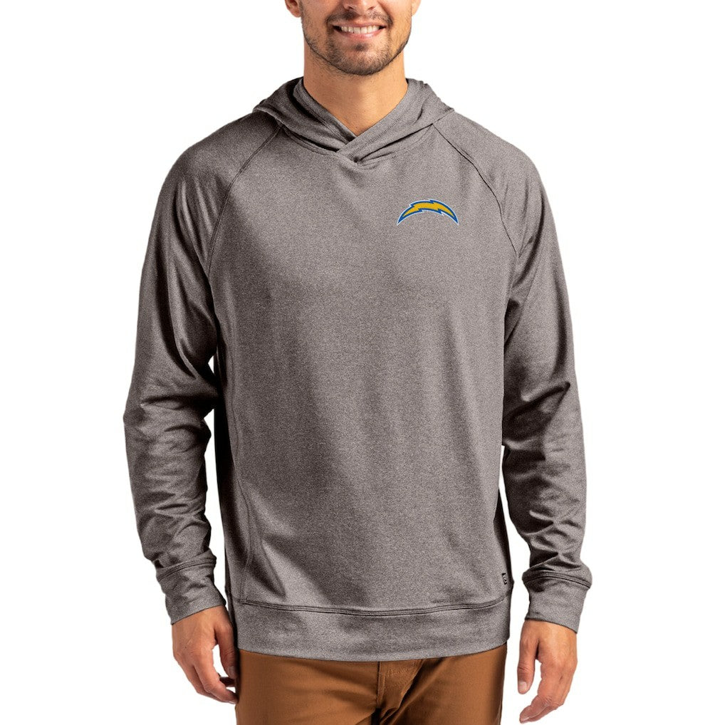 Los Angeles Chargers  Cutter & Buck Adapt Knit Recycled Raglan Pullover Hoodie