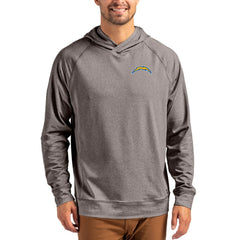Los Angeles Chargers  Cutter & Buck Adapt Knit Recycled Raglan Pullover Hoodie