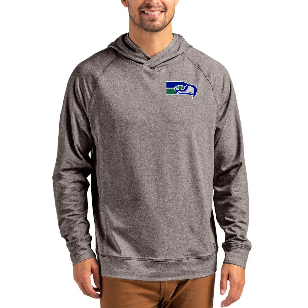 Seattle Seahawks  Cutter & Buck Adapt Historic Knit Recycled Raglan Pullover Hoodie