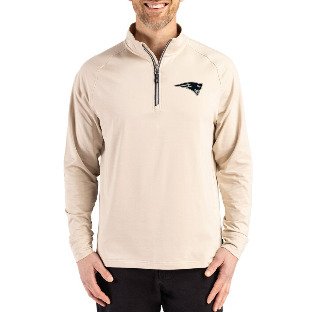 New England Patriots  Cutter & Buck Adapt Eco Knit Stretch Recycled Quarter-Zip Pullover