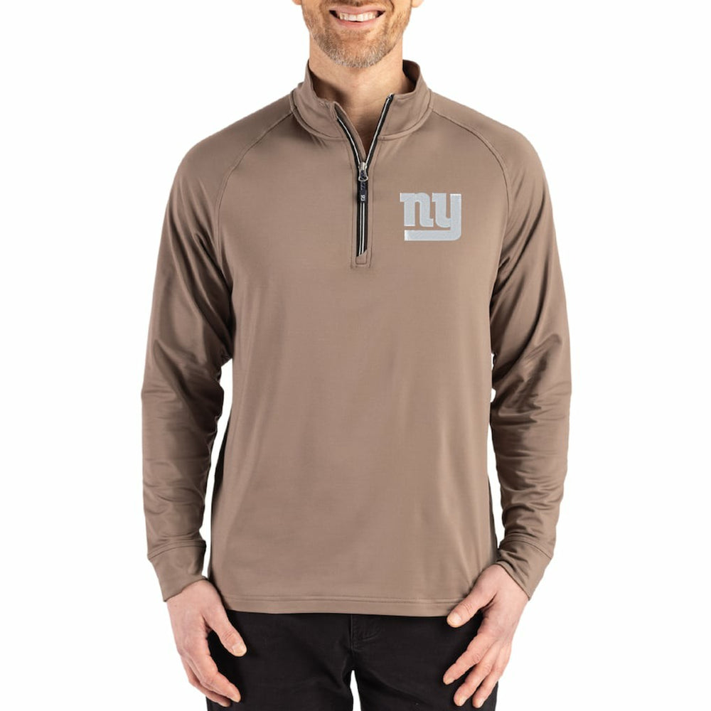 New York Giants  Cutter & Buck Adapt Eco Knit Stretch Recycled Quarter-Zip Pullover
