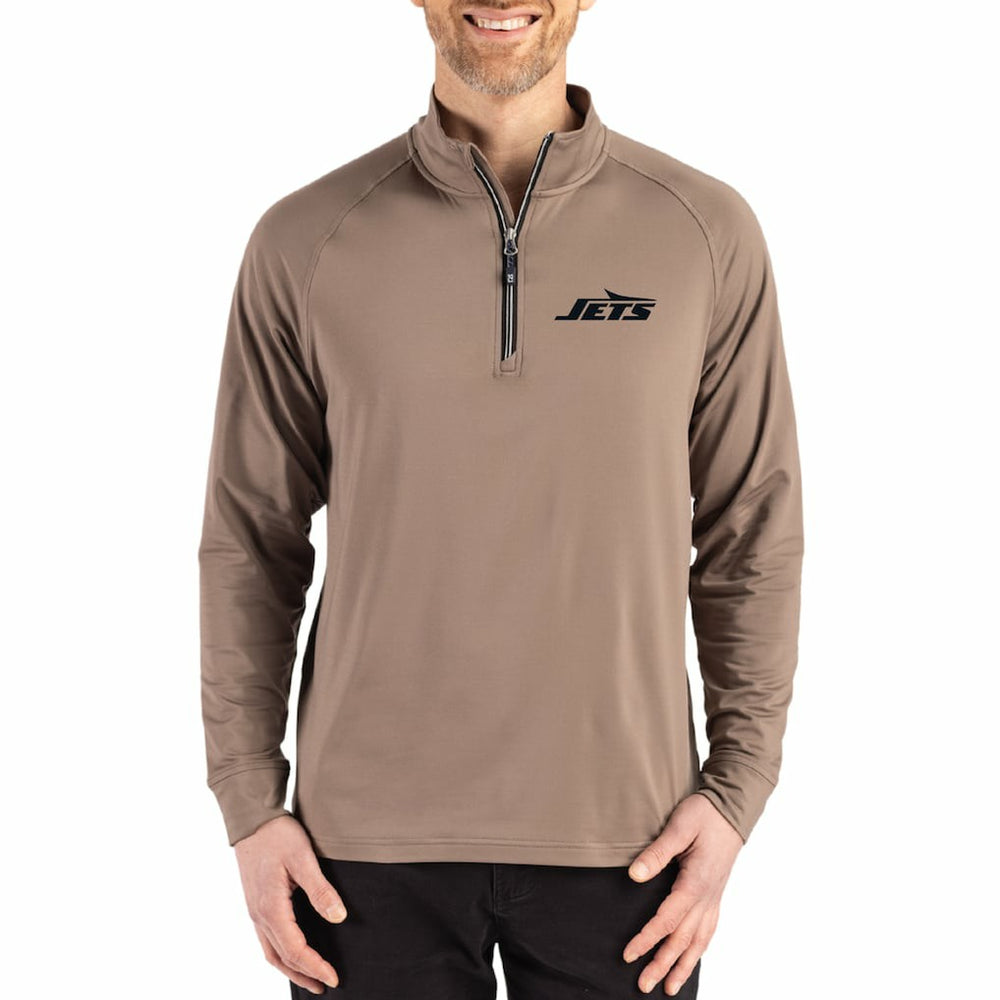 New York Jets  Cutter & Buck Adapt Eco Knit Stretch Recycled Quarter-Zip Pullover