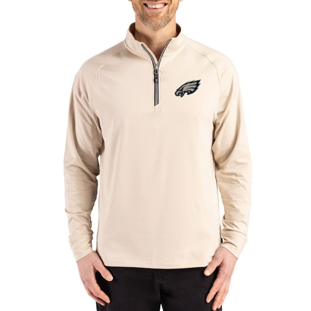 Philadelphia Eagles  Cutter & Buck Adapt Eco Knit Stretch Recycled Quarter-Zip Pullover
