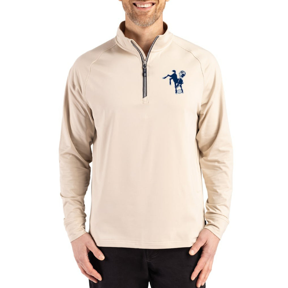 Indianapolis Colts  Cutter & Buck Throwback Logo Adapt Eco Knit Stretch Recycled Quarter-Zip Pullover