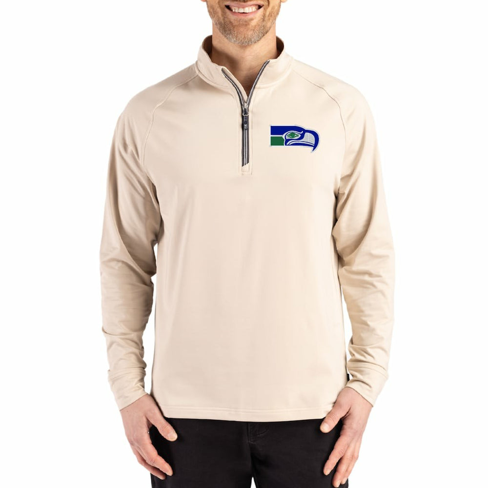 Seattle Seahawks  Cutter & Buck Adapt Eco Knit Stretch Recycled Quarter-Zip Pullover