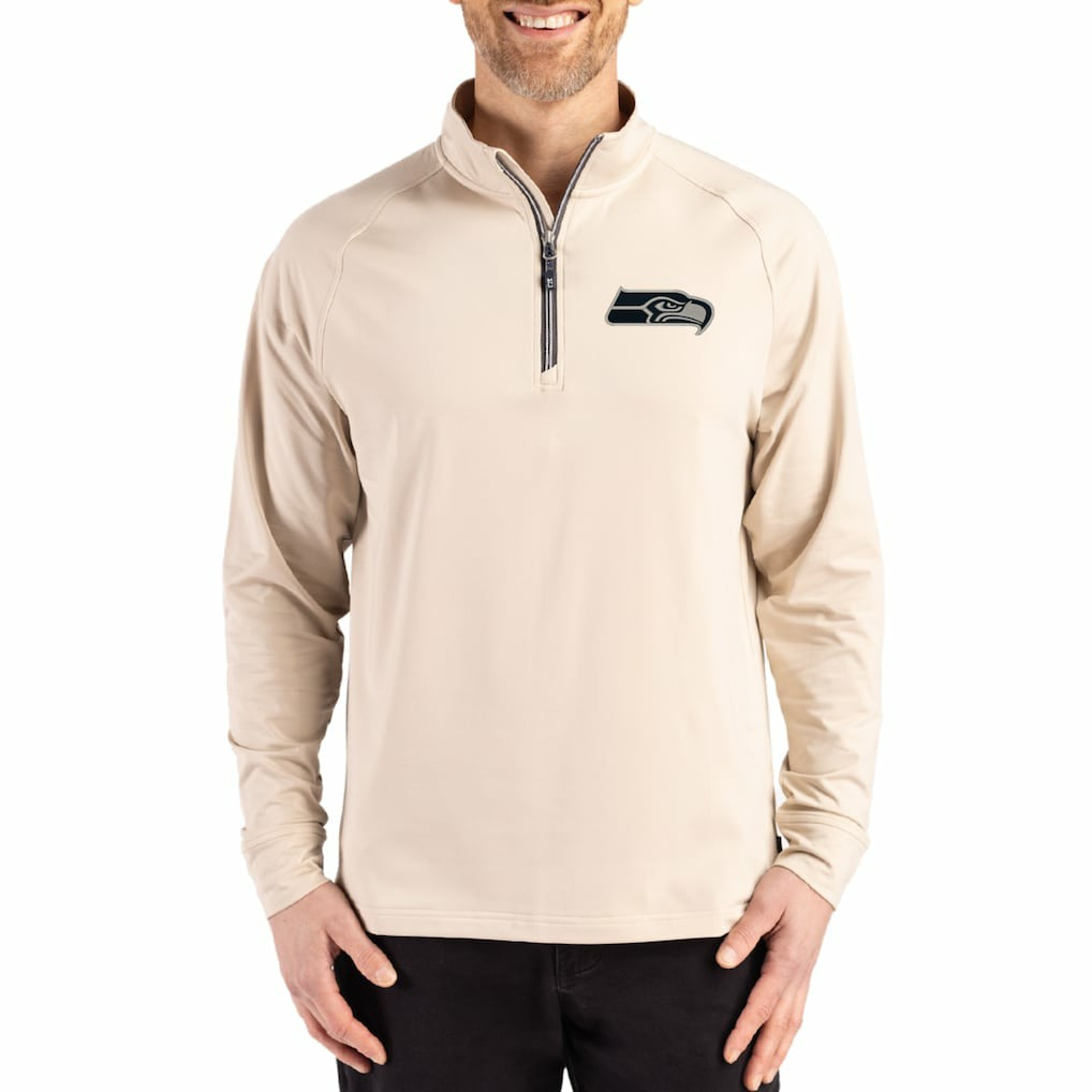 Seattle Seahawks  Cutter & Buck Adapt Eco Knit Stretch Recycled Quarter-Zip Pullover