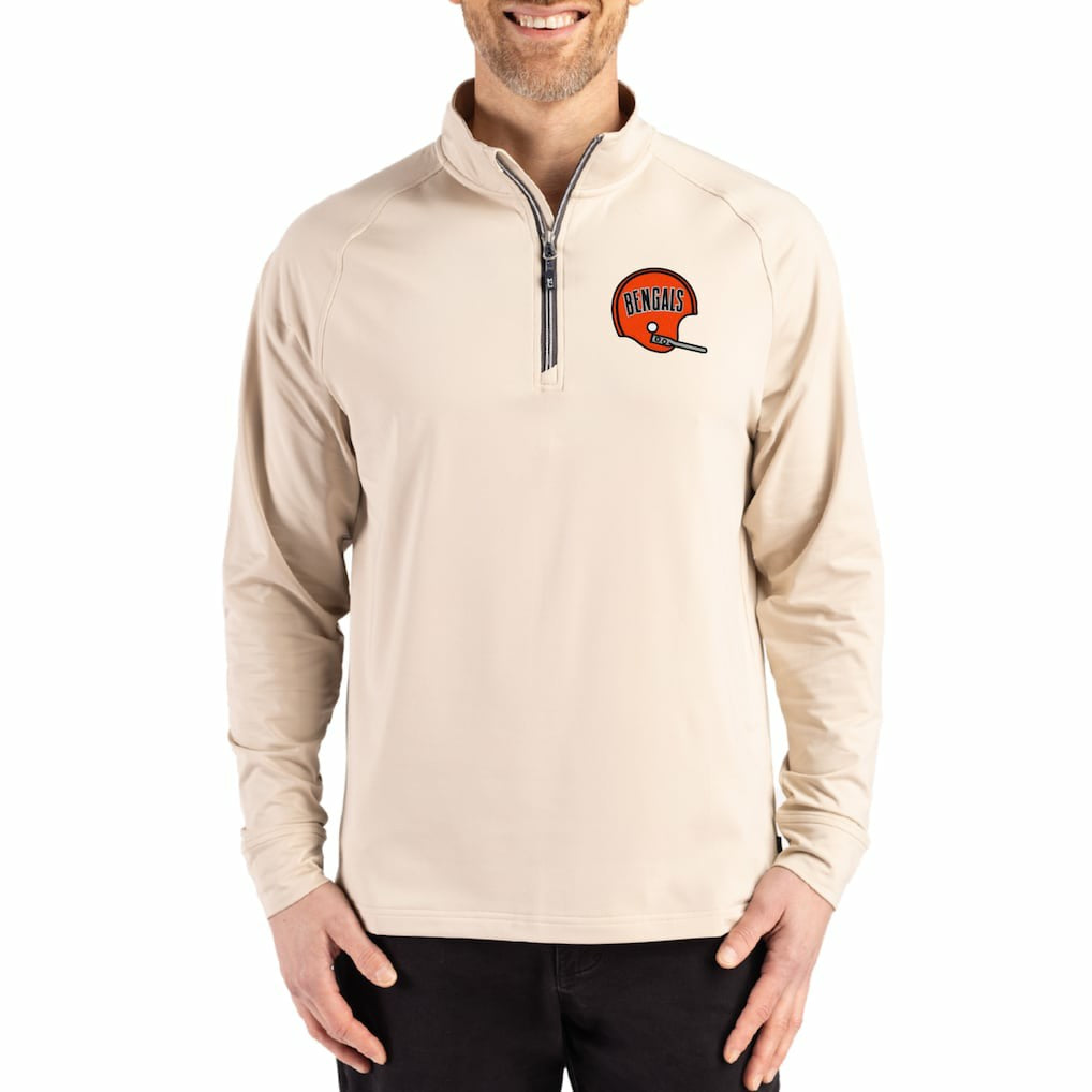 Cincinnati Bengals  Cutter & Buck Throwback Logo Adapt Eco Knit Stretch Recycled Quarter-Zip Pullover