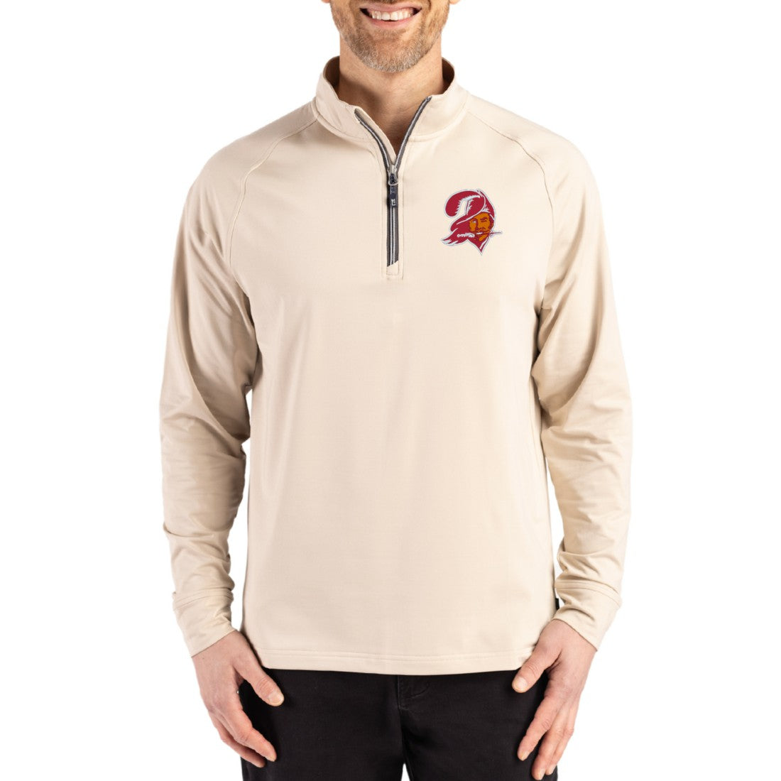 Tampa Bay Buccaneers  Cutter & Buck Throwback Logo Adapt Eco Knit Stretch Recycled Quarter-Zip Pullover