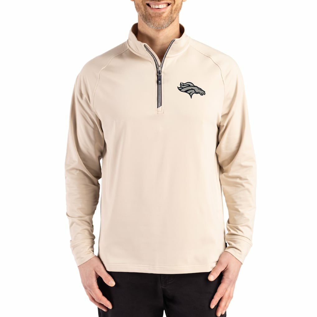 Denver Broncos  Cutter & Buck Adapt Eco Knit Stretch Recycled Quarter-Zip Pullover