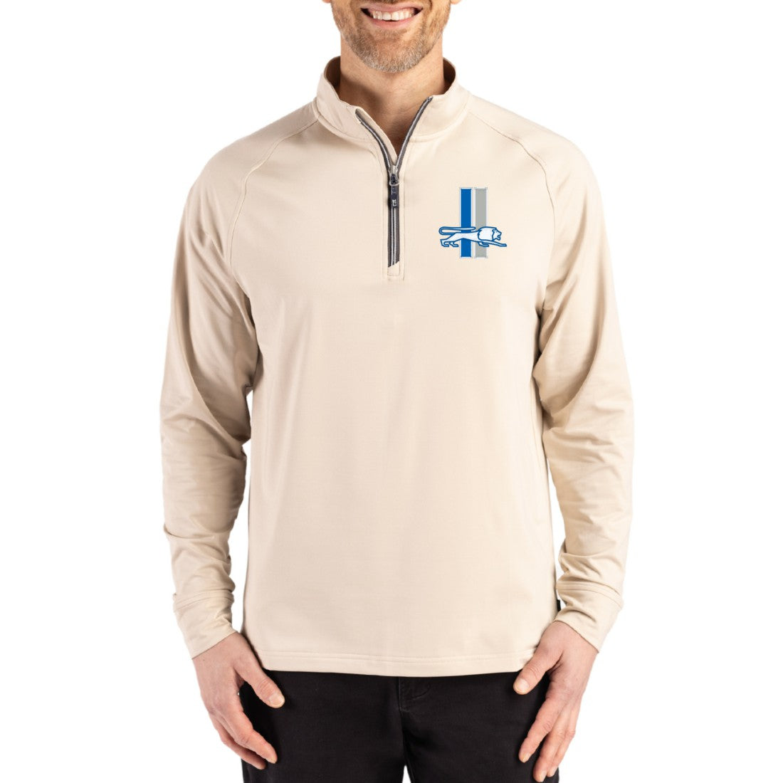 Detroit Lions  Cutter & Buck Throwback Logo Adapt Eco Knit Stretch Recycled Quarter-Zip Pullover