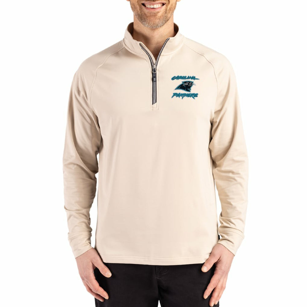 Carolina Panthers  Cutter & Buck Throwback Logo Adapt Eco Knit Stretch Recycled Quarter-Zip Pullover